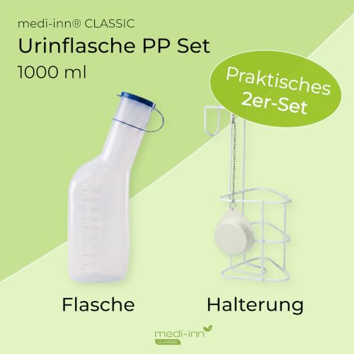 Medi-Inn Urinflasche PP 1000 ml für Männer milchig | mit Betthalter