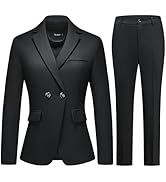 TRONSTORE Women's Plaid Suit 2 Piece Set Work Dresses Blazer Pants Suiting for Women Office Outfits
