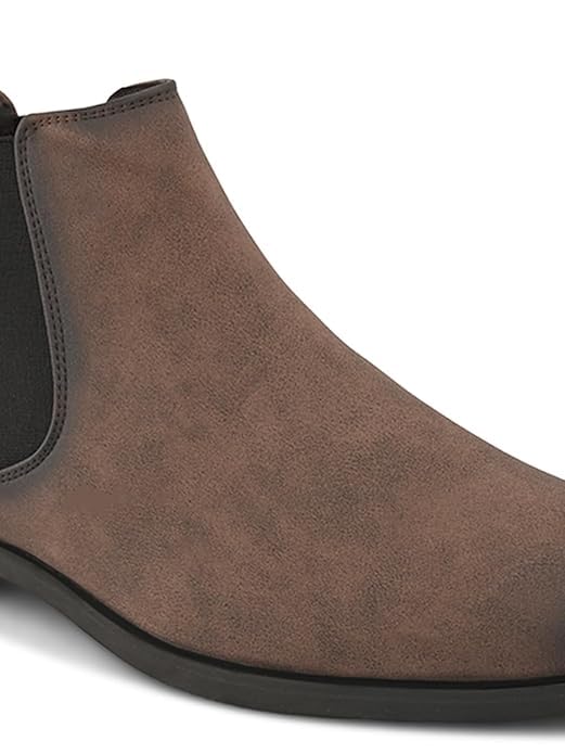 Image of STANPHORD Men Glossy Chelsea Ankle Boots | PU Slip-On Block Heel | Casual Party Office Outdoor Wear (TPSG 9536)