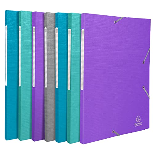 Exacompta TEKSTO 55650E Portfolio Folder for DIN A4 with 2 Elastic Bands. Made of Dyed, Grooved Cardboard with Textile Effect, Water-Repellent thanks to Vegetable Oil Coating, 1 Piece, Random Colour - Image 5