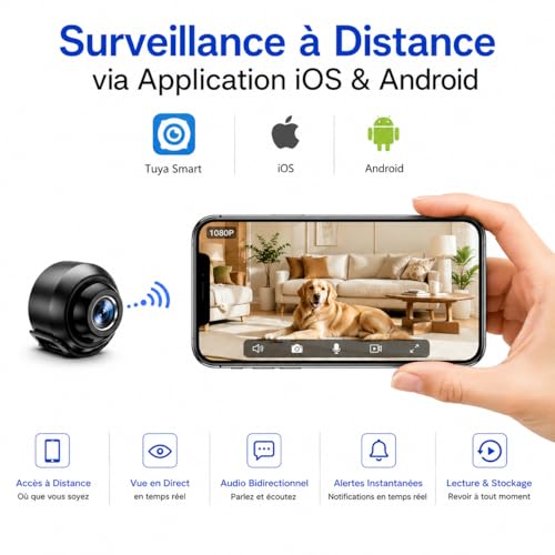 Camera Espion, Mini Caméra de Surveillance WiFi HD 1080P, avec Vision Nocturne Détection de Mouvement, Accès à Distance et Enregistrement Continu,Sans Fil Micro Caméra pour Voiture/Maison/Enfants – vue 3