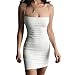 XWLY Fionda Vestito Donna Sexy Senza Maniche Tinta Unita Mini Abito Spalle Scoperte Donna con Corto Vestito Estate Pacchetto Hip Matita Abito Urbano Disco Discoteca Donna Festa Abito F-White L