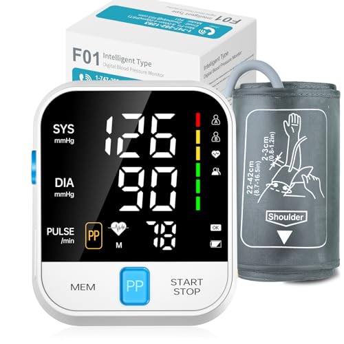 Image of Blood Pressure Monitor Upper Arm Automatic Digital BP Monitor with Large LED Backlit Display, Adjustable Wide Cuff, Home Blood Pressure Machine with Storage Bag