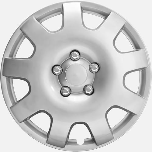 Image of LYDS Crown Silver Universal 16 inch Premium ABS Hubcap Wheel Cover Replacement Set of 4 - JWC-16S-BX
