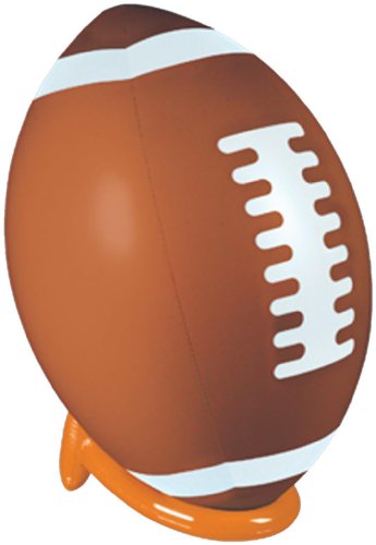 Beistle Inflatable Football & Tee Set, Large Game Day Accessories for Sports Theme Photo, Football Party Favors & Athletic Decor, 3’ 3" ball & 16" Tee