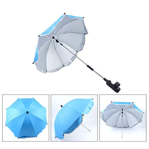 Nishiyuenyi Pram Umbrella Umbrella Pushchair Umbrella Rain Canopy Foldable Portable NC Cloth Spokes Adjustable Position, Blue, as described