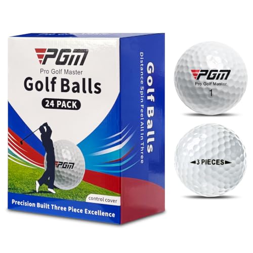 PGM 24 Pack 3-Piece Standard Pro Golf Ball with Easy Control Balanced Distance Soft Feel High Spin for Men and Women, Golf Balls for Indoor Practice Outdoor Training and Competitive Play