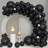 Black Balloon Garland Arch Kit - 100pcs, 5/10/12/18 Inch Different Sizes, Matte Latex Balloons for Baby Shower, Birthday, Wedding, Graduation, Party, Anniversary, Halloween Decorations