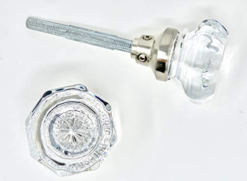 Rousso's Reproductions Beveled Eight Point Glass Door Knobs 0018-Bn Octagon Crystal Interior Knobs With Spindle #TOP2
