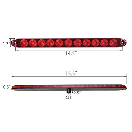 MICTUNING 2PCS 16 inches 11 LED Red Trailer Light Bar - Waterproof Sealed Park Turn Signal Light Tail Brake Stop Bar Truck Trailer Marker ID Bar