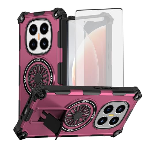 Asuwish Phone Case for Xiaomi Redmi Note 14 Pro 5G/14Pro 4G/Note14 Pro Plus/Poco X7 with Tempered Glass Screen Protector Cover and Magnetic Kickstand Protective Cell Accessories 14Pro+ Pro+ + Purple