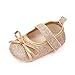 Egmy Toddler Baby Girls Princess Shoes Fine Bowknot Girls Flash Soft Walking First Baby Shoes Soft Shoes Gold, 0-3 Months