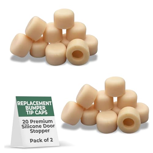 Renovators Supply Door Stoppers Almond Premium Silicone Stopper Tips 1/4" Inner Diameter Door Stopper Bumper Caps 10 Replacement Tip Ends for Absorbing Shock Wall and Floor Protector Pack of 2 -  The Renovators Supply Inc., 31853