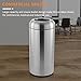 WICHEMI 16 Gallon Commercial Large Trash Can, Bullet Outdoor Trash Bin with Open Top Lid, Brushed Stainless Steel Garbage Can, Silver