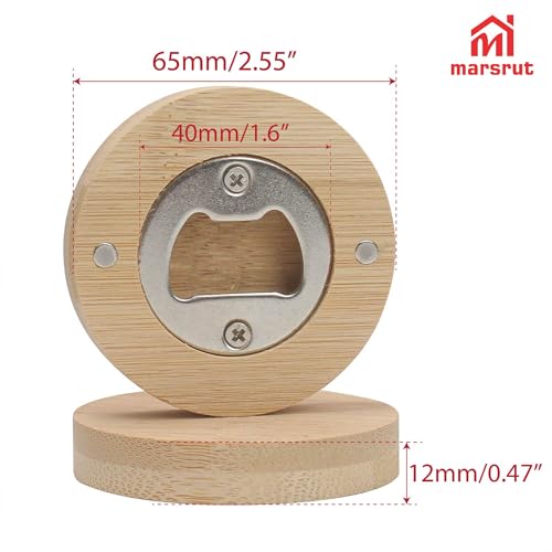 30pcs Bamboo Bottle Opener, Wood Bulk Wooden Openers, Fridge Magnet Round Beer Opener, 2.6" Magnetic Sticker for DIY Bar Decoration Refrigerator Coaster Gift Guest Lover Wedding Kitchens Home Parties by Marsrut - Image 2
