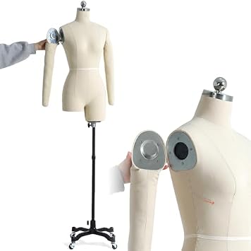 Adjustable Plus Size Mannequin on Wheels for Sewing, White Tailoring Dress Form with Arms - Perfect for Dressmakers, Seamstresses, and Fashion Design Projects