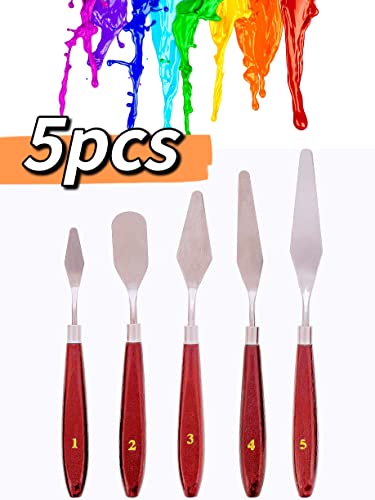 5 Pcs Painting Knives Stainless Steel Spatula Palette Knife Oil Painting Accessories Color Mixing Set For Oil, Canvas, Acrylic Painting #TOP7