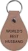 Produktbild CustomGiftsNow Leder-Schlüsselanhänger mit Aufschrift World's Best Husband, tolles Geschenk für Vatertag, Valentinstag, Jahrestag, Geburtstag für Ehemann, Papa