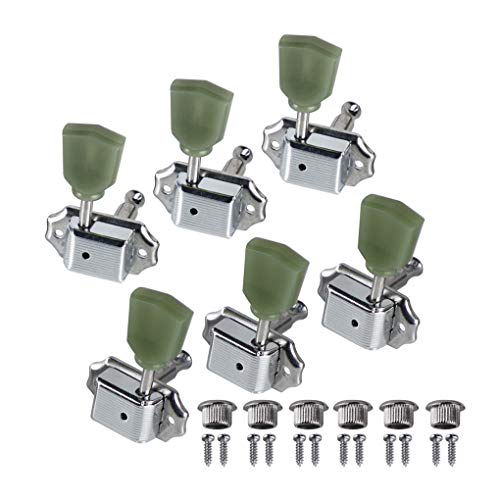 FLEOR Chrome 3x3 LP SG Guitar Tuning Pegs Vintage Style 3L 3R Machine Heads Green Top