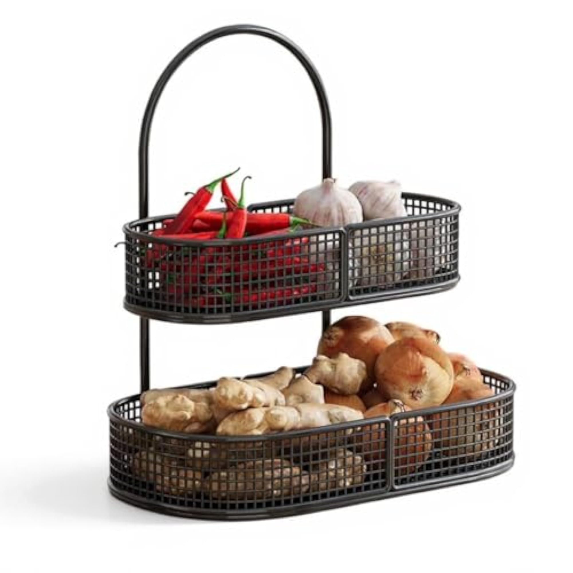 Multi-Compartment Kitchen Storage Organizer, Countertop Rack