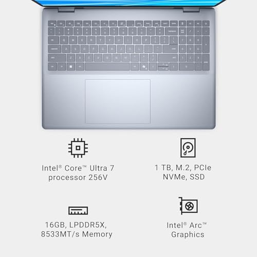 Image of Dell 16 Plus AI Business Laptop 16.0 inch Touch WUXGA Display (Intel Ultra 7-258 (Beat Ryzen 7 250) 32GB LPDDR5X, 2TB PCIe SSD, Backlit KB, Fingerprint, Thunderbolt 4, BT 5.4, WiFi 7, Webcam, Win11P)