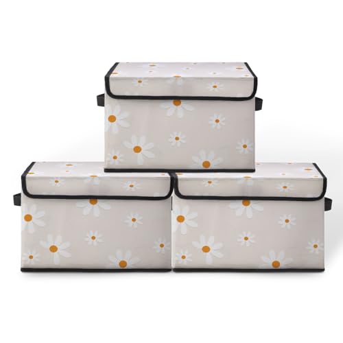 Image of Stackable Storage Bins with Lids,Closet Organizers Fabric Box for Home and Office,Blanket Clothes Organizers,Under Bed Storage Containers 3 Pack