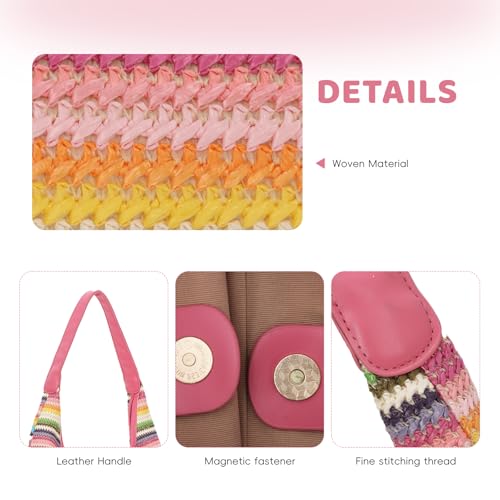 Bolso de playa tipo cubo tejido para mujer miniatura 6