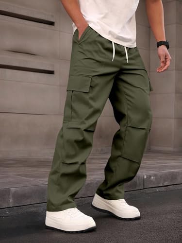 Image of JVX Men Cargo ||Cotton Cargo Pants || Casual Trousers | Comfortable Lower for Men | Breathable Pants with Multi Pockets & Drawstring Elastic Waistband (CARGO-05)