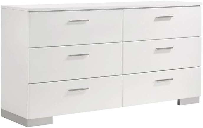 HomeStock Twin Bedroom Set with LED Headboard - 5 Piece White Finish Set