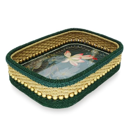 Zenpeace Tea Tray, Pure Handmade Twine Woven Decorative Food Tray for Breakfast in Bed, Lunch, Dinner,Patio, Coffee Table, Party and Picnic, Suitable for Knees, Sofas, Table Top Any Scene Decoration