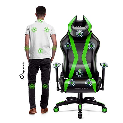 Diablo-X-Horn-Silla-Gaming-Oficina-Gamer-Apoyabrazos-3D-Cojin-Ajustable-Diseno-Ergonomico-Cuero-Sintetico-Funcion-de-Inclinacion-Negro-Verde-Normal