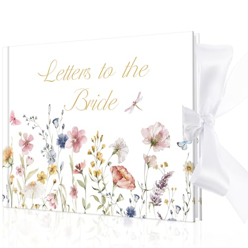Humyoun 8.5 x 7 Inch Wedding Guest Book Letters to the Bride Scrapbook Wedding Memory Book Bridal DIY Blank Paper Scrapbook Photo Album Guest Sign(Colorful Wildflower)