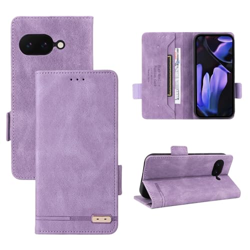 Étui portefeuille Pixel 8A violet en cuir antichoc à rabat