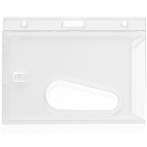 CKB LTD Lot De 20 Claire Horizontal Porte Badge Plastique avec Fente Pour le Pouce pour Porte-Cartes Sécurité D'identité étiquette pour nom, Carte de Bus, Carte D'étudiant, Carte de Visite 86 x 54mm