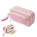 Byitin Federmäppchen Mädchen Große mit 3 Fächer, Mäppchen und Schlampermäppchen Rosa aus Cord-Stoff, Federmappe und Federtasche Mädchen für Schulsachen, Pencil Case für Erwachsene, Teenager