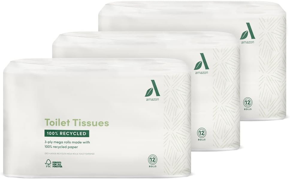 Amazon Aware Toilet Tissues, Produced from 100 Recycled Paper, 36 3