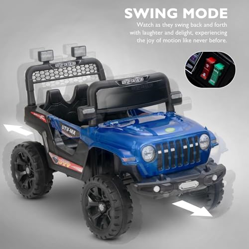 Image of Driving EV Cars for 1, 2, 3, 4, 5, 6 Years | Remote + Steering + Mobile App Control | Kids Jeeps (Entery Level Jeeps [2-6 Years]- Thar, Blue)