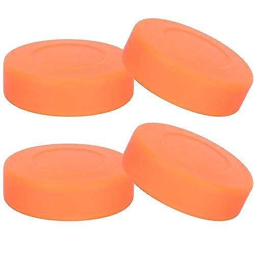 ARTIBETTER Practice Hockey Pucks 4pcs Ice Hockey Pucks Matte Regulation Training Pucks for Practicing and Classic Training Diameter 3, Thickness 1 Orange Ice Hockey Balls