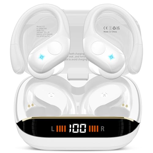 Auriculares Bluetooth Deportivos 75H, Inalámbricos Bluetooth 5.4, HiFi Estéreo, Auriculares con 4 HD ENC Mic, Pantalla LED, IP7 Resistente al Agua, Auriculares Inalámbricos Ganchos para Correr