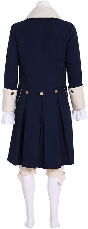 Men's Colonial Military Costume Musical Hamilton Alexander Blue Tailcoat Jacket George Washington Costume - Image 2