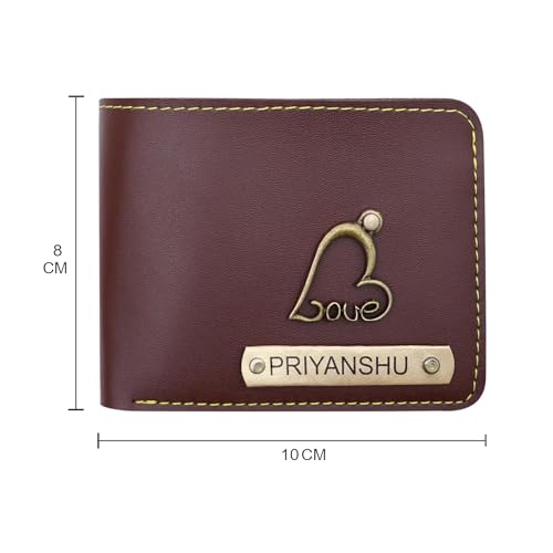 Image of Men's Leather Wallet Name Leather Wallet for Mens - Customise Printed on Wallets - Brown