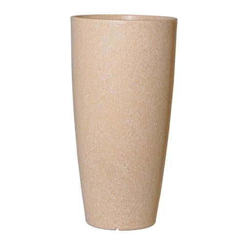 Image of Harshdeep Roto Planter - Venice - Indoor Outdoor Home Balcony Garden Decorative Round Durable Light Weight Stone Finish Plant Pot Dia 11 Inch Height 22 Inch (Cream Stone)