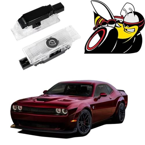 2Pcs Car Door Lights Compatible with 2015-Present Challenger Scat Pack Personality Pattern LED Projector Courtesy Welcome Light