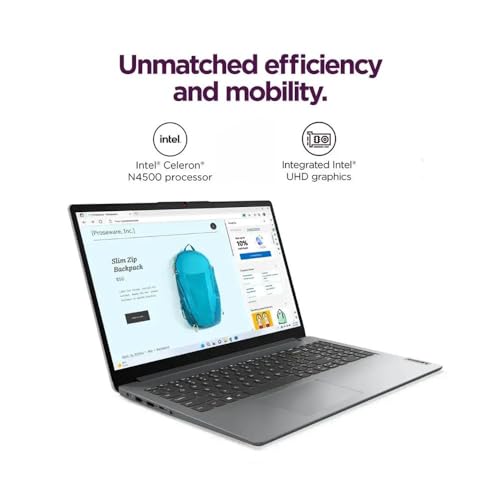Image of Lenovo 15.6 inch HD IdeaPad Anti-Glare Screen w / 1 Year Microsoft 365, 128GB SSD, 8GB RAM, Windows 11 Home, Up to 9.5 Hours Battery Life, Intel Processor, WiFi 6, HDMI, USB-C, SD Card Reader, w /WOWPC USB