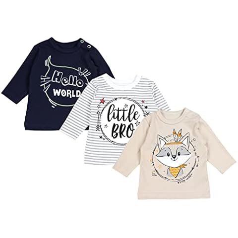 TupTam Blusas de bebé con mangas largas y estampados, paquete de 3 uds, Niño 2, 92 Cover