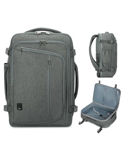 WANDF Handgepäck Rucksack 45x36x20cm für Easyjet Airlines, Erweiterbarer 17-Zoll-Laptop-Rucksack mit Nassfach, Untersitz-Reise-Handgepäck-Rucksack ür Männer und Frauen (Grau)