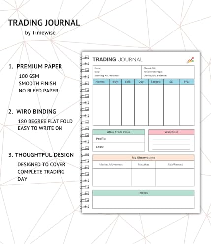 Image of TimeWise Stock Market Trading Journal A5 Size Notebook Day Trade Log Journal Unruled 140 Pages (Multicolor)