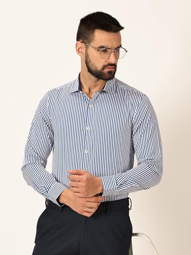 Image of Thomas Scott Men's | Stripes | Full Sleeve | Slim Fit | 100% Cotton | Cutaway | Formal Shirt