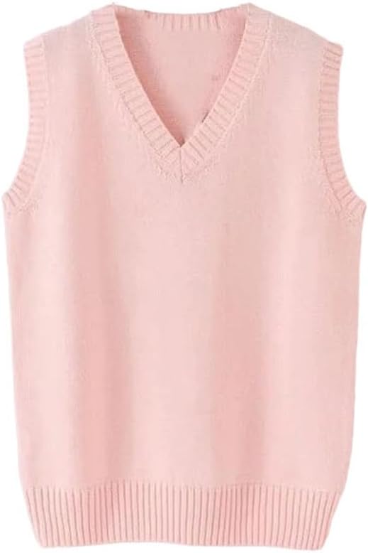 Sleeveless Sweater Vest V-Neck Preppy Students Classic Knitted Jumper Korean Fashion Retro Top