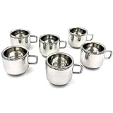 KSJONE Insulated Coffee Cup Espresso Cup Mug Set of 6 Double Wall Stainless Steel Tea Cups, Reusable...